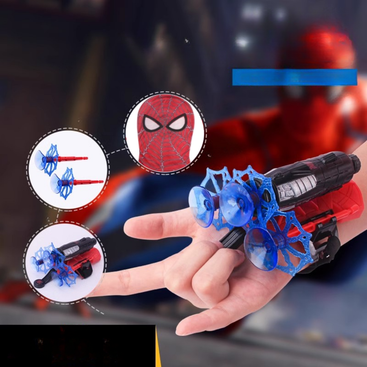 Lanzadardos con Mascara de Spider Hero Superheroe