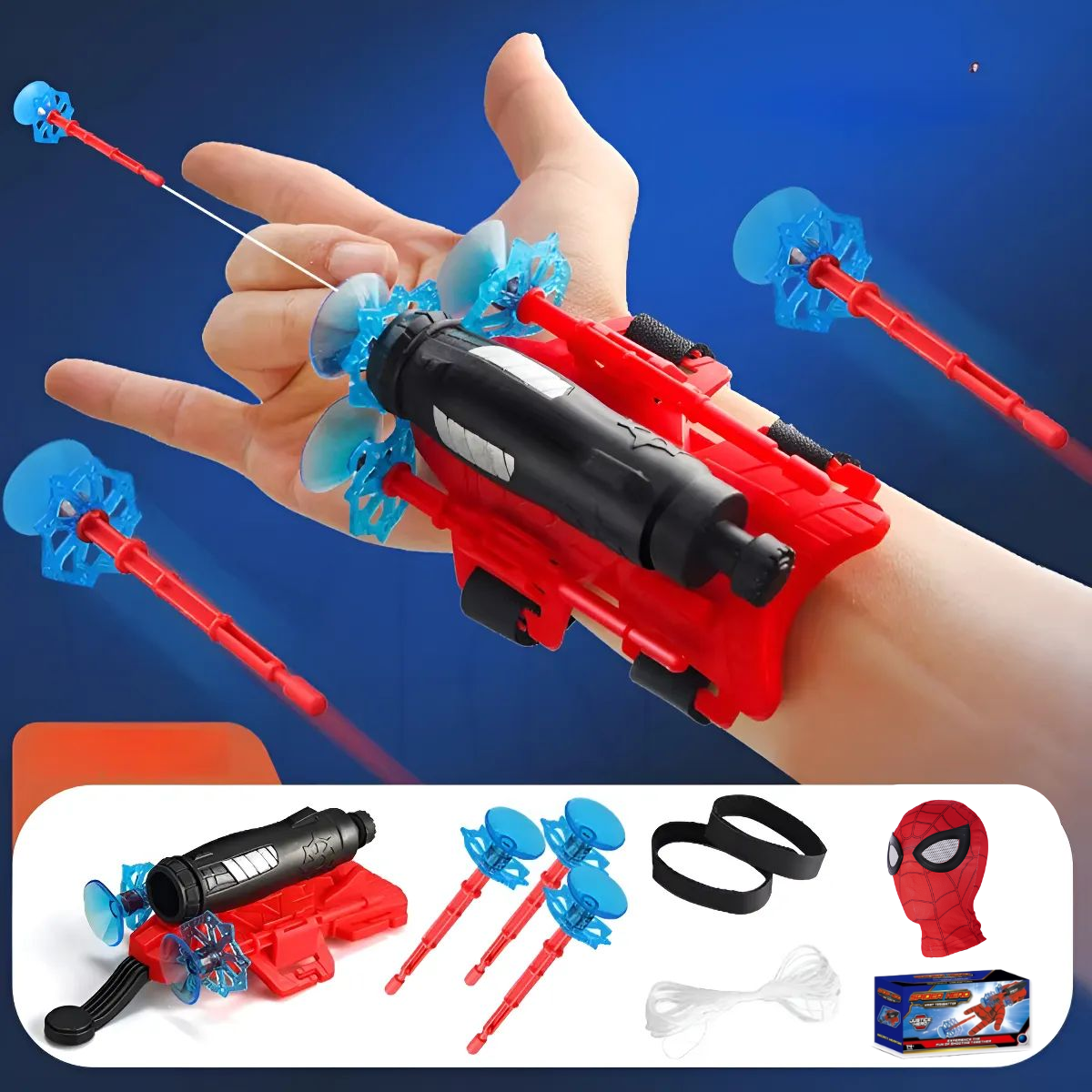 Lanzadardos con Mascara de Spider Hero Superheroe